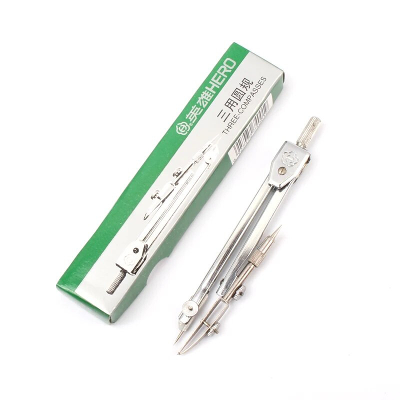 Metāla trīsfunkciju kompass, skolēna mehāniskā zīmēšanas rīka līniju apļa dalītājs