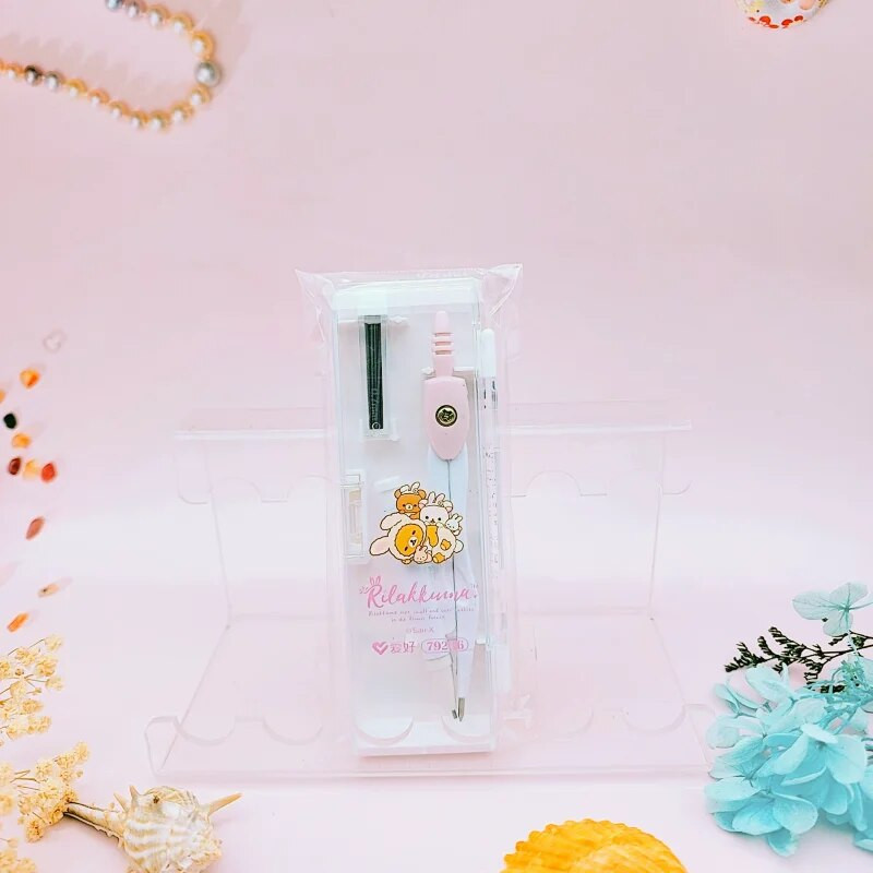 3PCS AIHAO 79236 Rilakkuma Σχεδιαστική Πυξίδα με Ανταλλακτικό Μόλυβδου Εργαλεία Μαθηματικής Γεωμετρίας για Σχολικά Είδη Χαριτωμένα Γραφικά Μαθητές