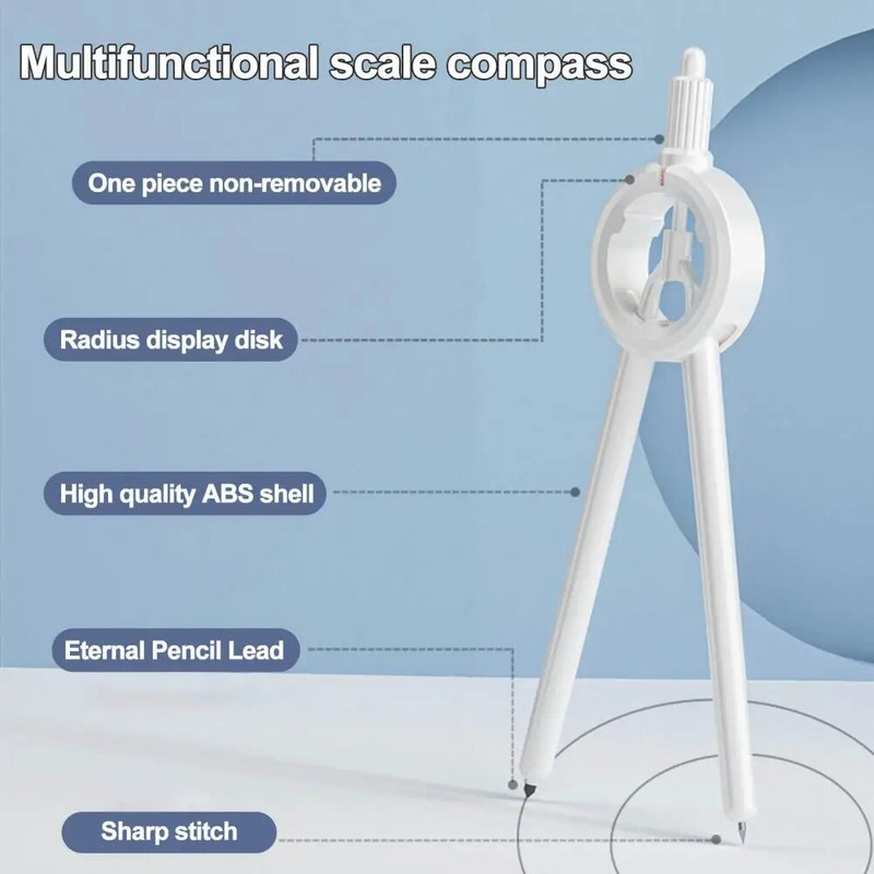 1 õpilaskompassi joonistusringi komplekt, multifunktsionaalne digitaalne kuvapaneel Kompassi täppisjoonistusringi mõõturi koolitarbed
