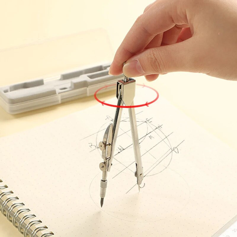 Creative Simple 1Pcs Ασημένια μεταλλική πυξίδα με μαύρο μολύβδινο πυρήνα Εργαλείο σχεδίασης μαθηματικών τάξης μαθηματικών Σχολική προμήθειες γραφικής ύλης