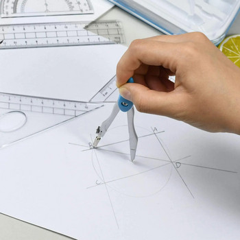 10 τμχ Geometry Kit Math Tool Kit with Compasses Σετ μοιρογνωμόνιο Γόμα μολυβιών Σετ τετράγωνο τρίγωνο χάρακα Ανταλλακτικά μολύβδου