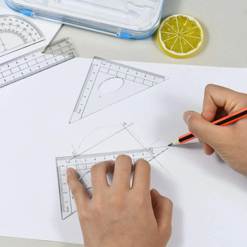 10 τμχ Geometry Kit Math Tool Kit with Compasses Σετ μοιρογνωμόνιο Γόμα μολυβιών Σετ τετράγωνο τρίγωνο χάρακα Ανταλλακτικά μολύβδου