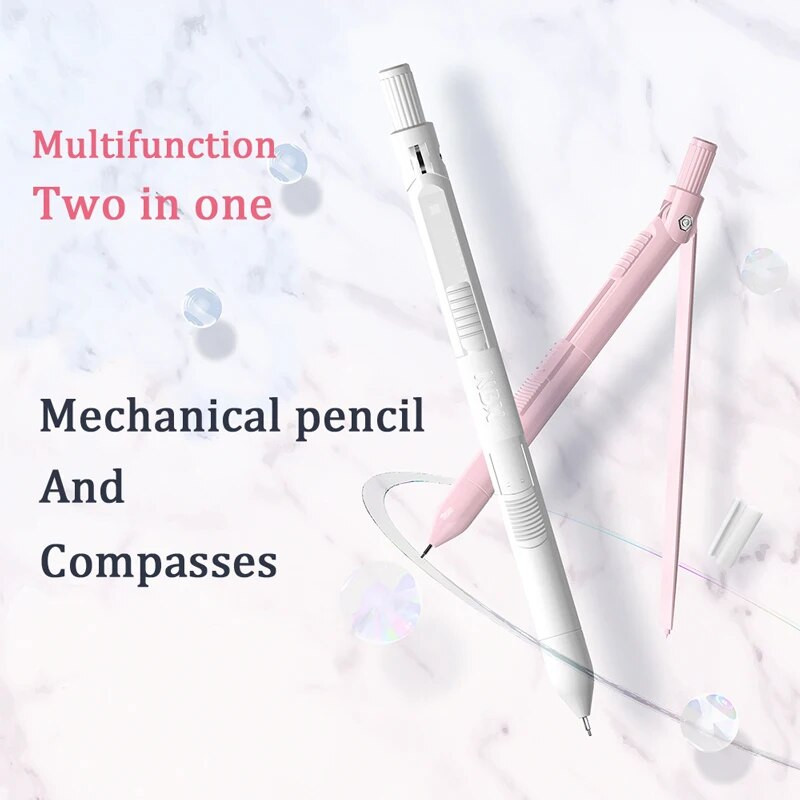 Koolitarvete kompassi kirjatarvete komplekt Lameda disainiga täppismehaaniline pliiats Kaks-ühes 0,7 mm pliiats, multifunktsionaalne