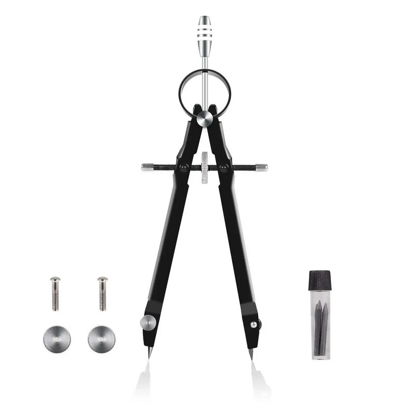 Täpne kompassi kompass, tahke ja geomeetriline matemaatika ja seadistatud täppis- ja vastupidav lukuga professionaalne kompass metalltasapinna jaoks