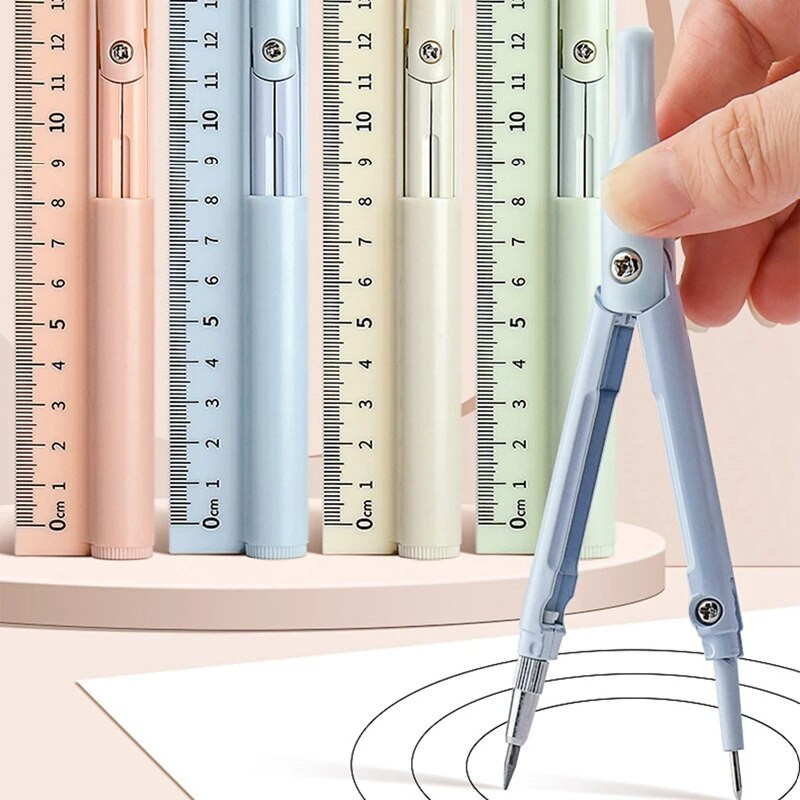 Kompasa zīmuļu skolas zīmēšanas rīku lineālu komplekts Profesionāla matemātikas ģeometrija Kompasu komplekts Kancelejas piederumi