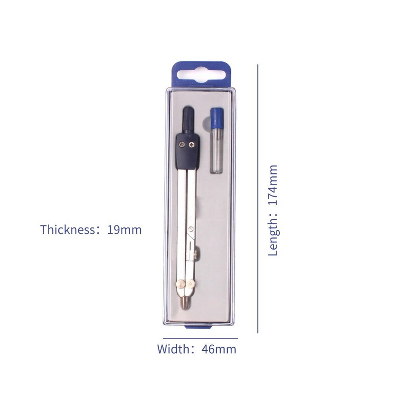 Profesionāli metāla zīmēšanas kompasa rasēšanas rīki ar svina uzpildīšanu studentu matemātikas ģeometrijas skolas biroja kancelejas piederumiem