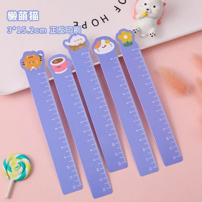 5 bucăți desene animate animale de companie drepte riglă semne de carte pictură 12 cm scară riglă îndoibilă învață papetărie Kawaii rechizite școlare de birou