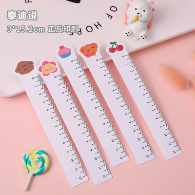 5 bucăți desene animate animale de companie drepte riglă semne de carte pictură 12 cm scară riglă îndoibilă învață papetărie Kawaii rechizite școlare de birou
