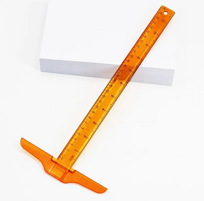 1Gb T-veida divpusēja mēroga lineāls rasēšanas zīmēšanas rīks Plastmasas skolas biroja piederumi Kancelejas piederumi 30cm (collas, cm)