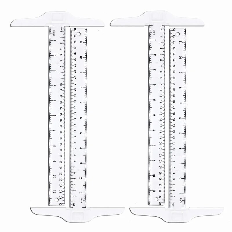 1Gb T-veida divpusēja mēroga lineāls rasēšanas zīmēšanas rīks Plastmasas skolas biroja piederumi Kancelejas piederumi 30cm (collas, cm)