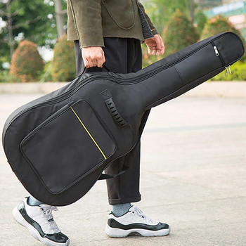 Чанта за китара Пълен размер Водоустойчива пътна калъфка Плат Оксфорд за носене Джобове с цип Калъф Удебелена Подсилена Подплатена защитна