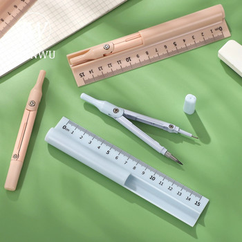 JIANWU Прост три в едно многофункционален компас Линийка Инструменти за измерване Творчески DIY дневник Ученически консумативи Канцеларски материали