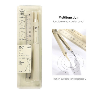 JIANWU Απλό, τρία σε ένα, πολυλειτουργικό χάρακα πυξίδας Εργαλεία μέτρησης Creative DIY Journal Φοιτητικά προμήθειες Χαρτικά