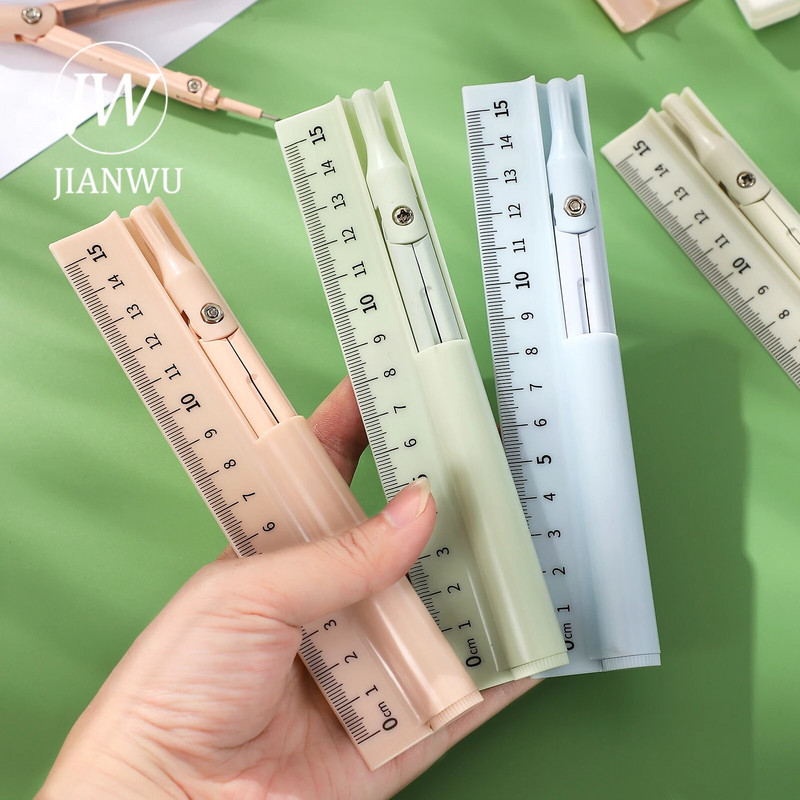 JIANWU Απλό, τρία σε ένα, πολυλειτουργικό χάρακα πυξίδας Εργαλεία μέτρησης Creative DIY Journal Φοιτητικά προμήθειες Χαρτικά