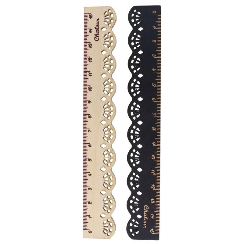 1 gab Korea Zakka Kawaii Cute kancelejas preces mežģīnes brūns koka lineāls šūšanas lineāls biroja skolas piederumi