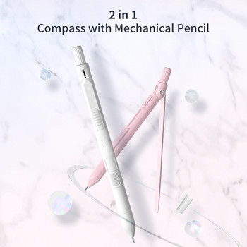 NBX Professional Compass Pencil with Mechanical Pencil Math Geometry Drawing Tools with 10pcs 0,7mm Leads Stationery Supplies