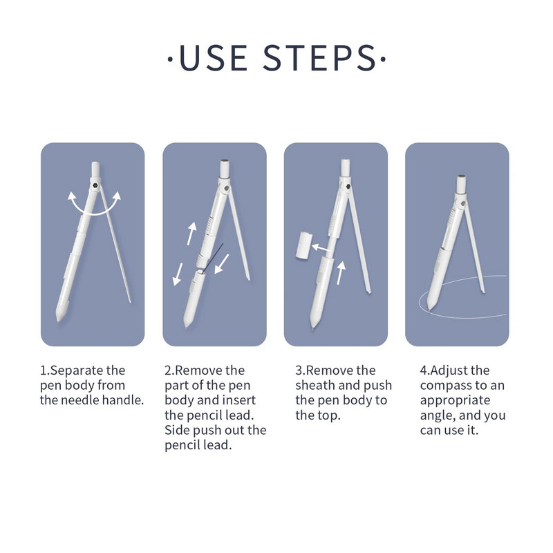 NBX Professional Compass Pencil with Mechanical Pencil Math Geometry Drawing Tools with 10pcs 0,7mm Leads Stationery Supplies