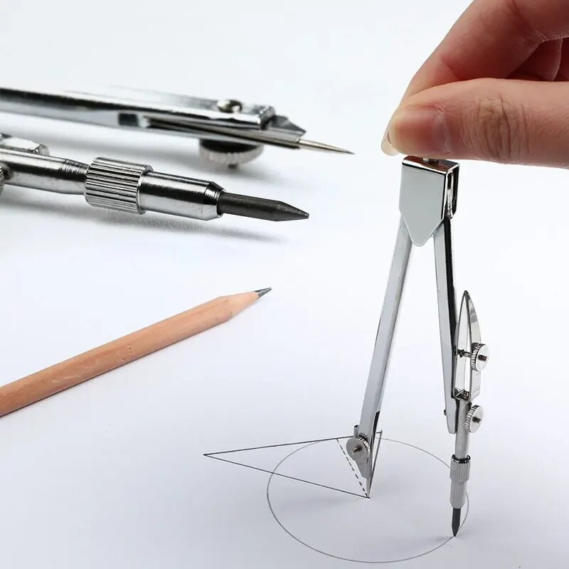 Instrumentu piederumiem Zīmēšanas kaste Rasēšanas kompasi Biroja mākslas rīki Skola Ģeometrija Metāla komplekts Studentu matemātika dizaina inženierija