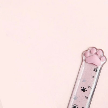Έλεν Μπρουκ 15 εκ. Χαριτωμένο πόδι γάτας Πλαστικό ίσιο χάρακα Kawaii Εργαλεία επιστολόχαρτα Κινούμενα σχέδια Δώρο ζωγραφικής Κορεατικής Σχολής Γραφείου Μέτρηση