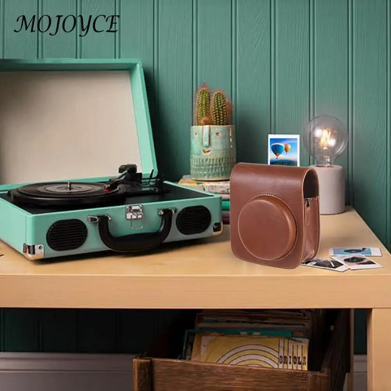 Vintage somiņas vāka aizsargs regulējama plecu siksna PU Crossbody kameras soma Pretskrāpējumiem Instax Mini 90 tūlītējai kamerai