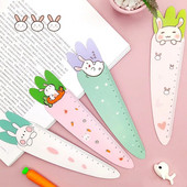 1 bucată Lytwtw`s Cute Morcov Iepuraș Kawaii Papetarie Desen animat Cadou Coreeană Birou Scoala Pisicuță Riglă dreaptă din plastic
