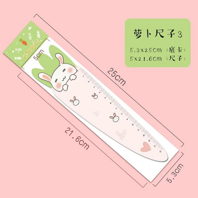 1 bucată Lytwtw`s Cute Morcov Iepuraș Kawaii Papetarie Desen animat Cadou Coreeană Birou Scoala Pisicuță Riglă dreaptă din plastic