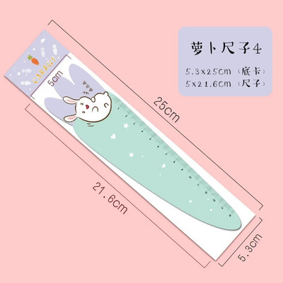 1 bucată Lytwtw`s Cute Morcov Iepuraș Kawaii Papetarie Desen animat Cadou Coreeană Birou Scoala Pisicuță Riglă dreaptă din plastic
