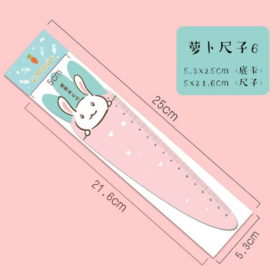 1 bucată Lytwtw`s Cute Morcov Iepuraș Kawaii Papetarie Desen animat Cadou Coreeană Birou Scoala Pisicuță Riglă dreaptă din plastic