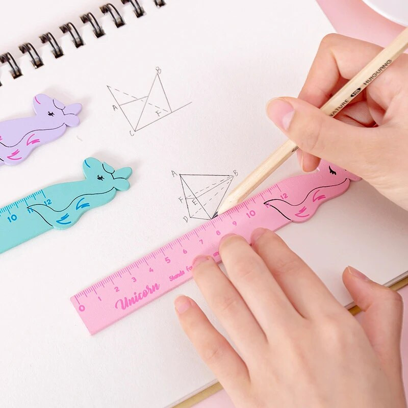 1 gab. Lytwtw`s Kawaii aksesuāri Karikatūra vienradzis, vilnas mēra taisns lineāls Studentu skolas kancelejas piederumi