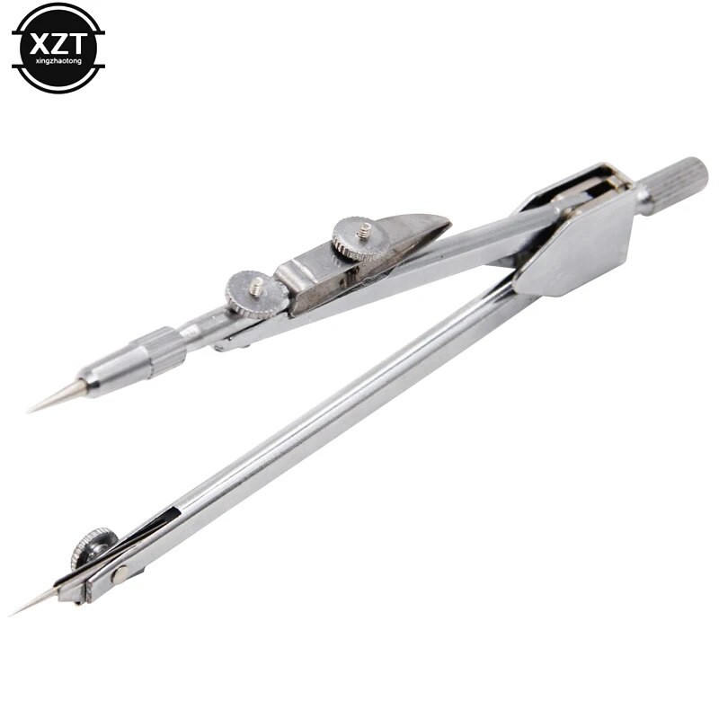 Pārnēsājami universālie nerūsējošā tērauda zīmēšanas kompasi matemātiskās ģeometrijas zīmēšanas rīki ar vadošajiem studentu kancelejas piederumiem