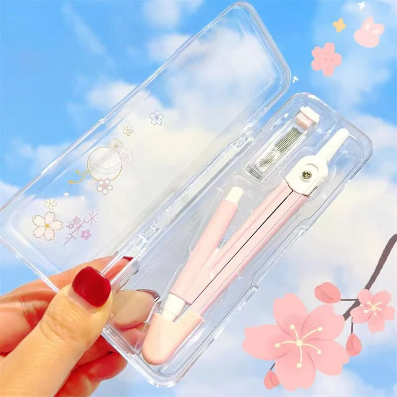 Jauki ķiršu ziedu sērijas metāla kompasi studentu matemātikas apļa zīmēšanas rīks, maināms svina serdeņa korejiešu kancelejas piederumu komplekts birojā