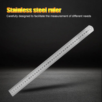 Двустранна права линийка от неръждаема стомана Метална скала Прецизно измерване Ръчен инструмент Аксесоар за чертане на канцеларски материали