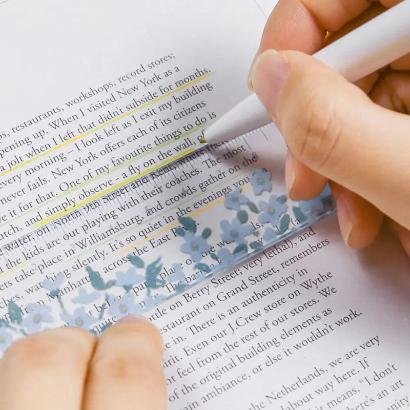 Daudzfunkcionāls 15 cm taisns lineāls Radošs caurspīdīgs akrila matemātiskās zīmēšanas lineāls Divkāršs tulpju dalīšanas lineāls kancelejas piederumi