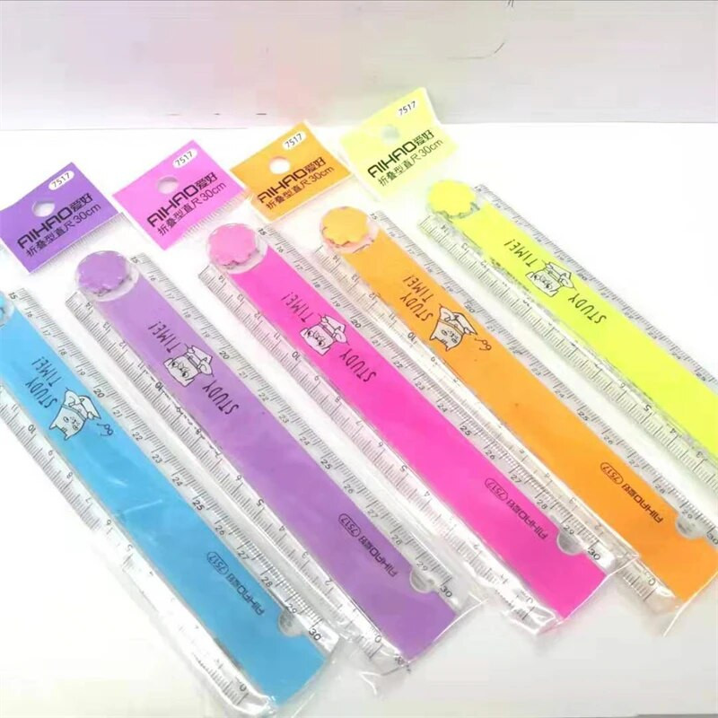 30 CM Jauns, gudrs Kawaii mācību laiks, krāsains salokāms lineāls, daudzfunkcionāls zīmēšanas lineāls bērniem studentiem biroja skolas kancelejas preces