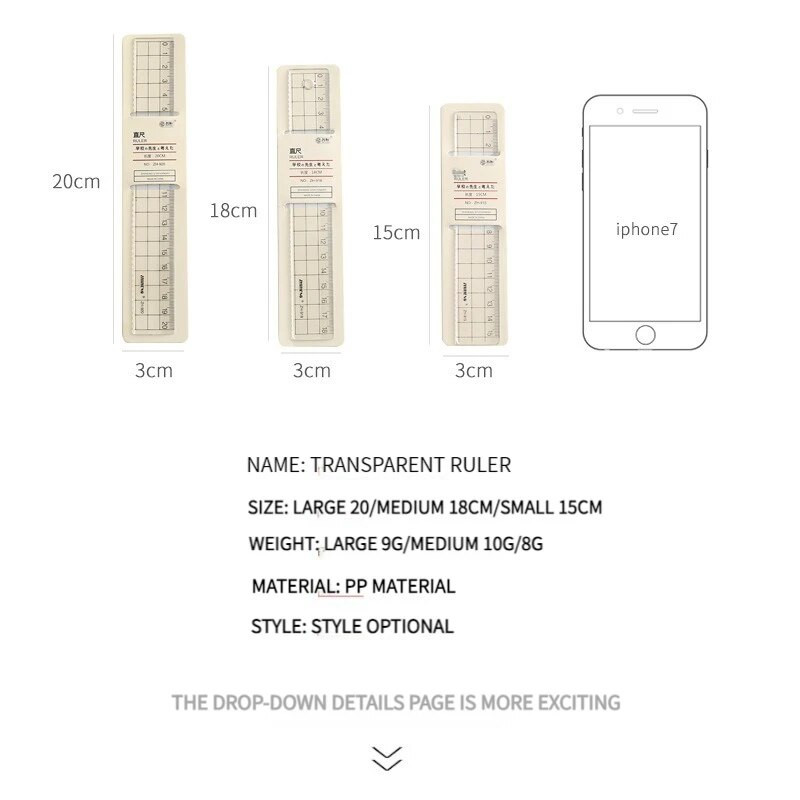 Joonlaud 15 cm 20 cm Lihtne läbipaistev akrüülist ruudukujuline joonlaud armas kirjatarvete joonistamine Kontoritarbed