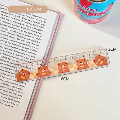 15 cm drăguț Kawaii timp de studiu riglă de desene animate multifuncțional Diy desen plastic rigle pentru copii studenți birou școală papetărie