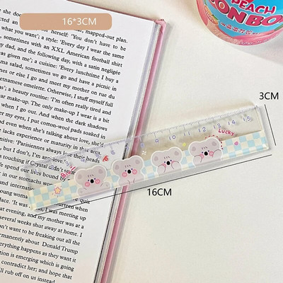 15 cm drăguț Kawaii timp de studiu riglă de desene animate multifuncțional Diy desen plastic rigle pentru copii studenți birou școală papetărie