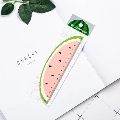 15 cm Kawaii desen animat fructe pepene verde riglă din lemn instrument de măsurare riglă dreptă cadou promoțional papetărie