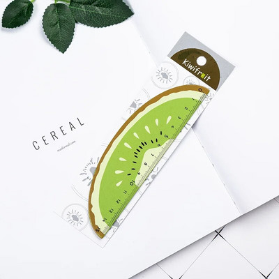 15 cm Kawaii desen animat fructe pepene verde riglă din lemn instrument de măsurare riglă dreptă cadou promoțional papetărie