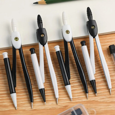 With Pencil Refills Lead Compass Drawing Set Pencil Attachment High Precision Math Geometry Tools Math Metal Teaching Aids