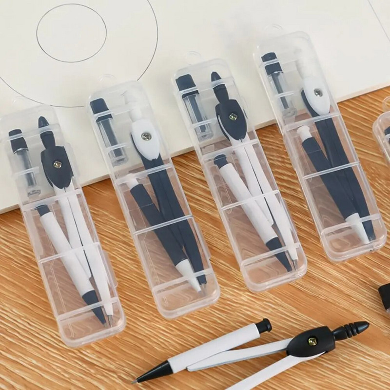 Su pieštukų papildymu Švino kompaso piešimo rinkinys Pieštuko priedas Didelio tikslumo matematikos geometrijos įrankiai Matematikos metalo mokymo priemonės