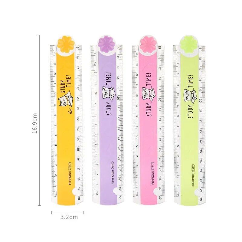 30 CM Kawaii Cute Kawaii mācību laika saliekamais lineāls, daudzfunkcionāls zīmēšanas lineāls bērniem, studentiem, biroja skolas kancelejas preces