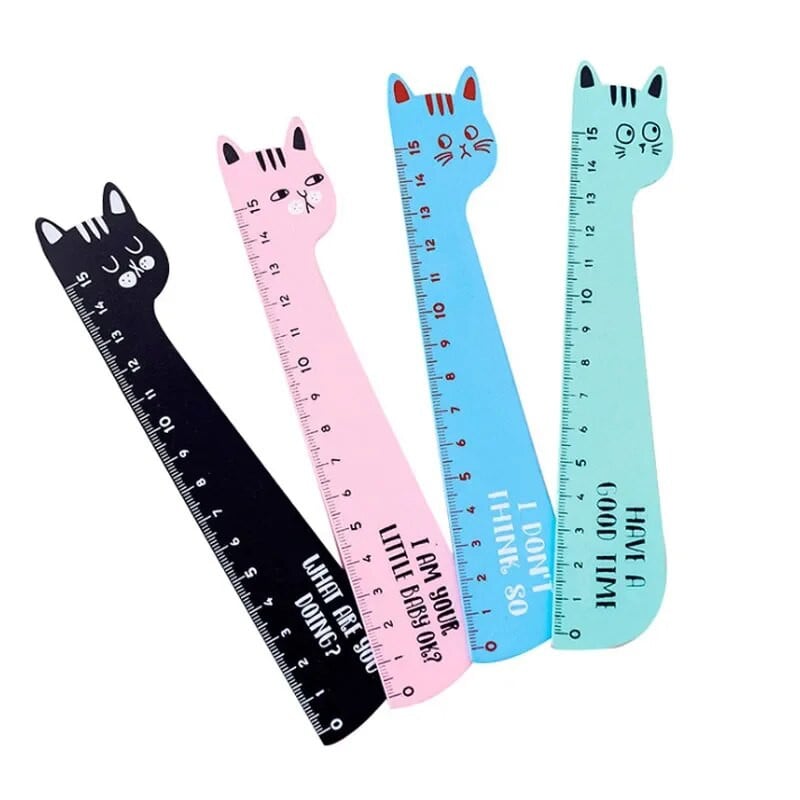 1gb jauks kaķa dizaina lineāls biroja skolas piederumi koka lineāli bērni mācās smieklīgi rakstāmpiederumi
