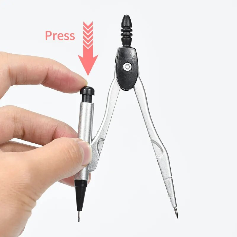 YG001kompasu komplekts 8 gab. kancelejas piederumu komplekts metāla kompasi lodīšu pildspalva zīmulis dzēšgumija lineāls pusloka transportieri.