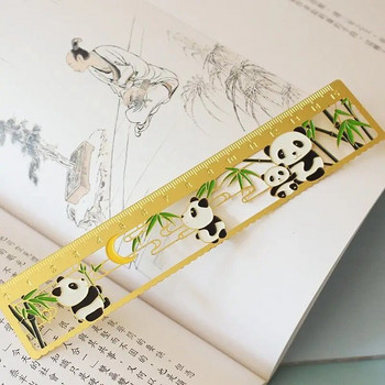 Panda Metal Ruler Χάρακας σελιδοδείκτης ορείχαλκος σε στυλ αντίκα μαθητής Προσθήκη σελιδοδείκτη Χαριτωμένα σχολικά είδη