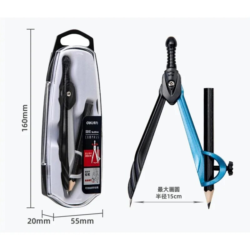 Nerūsējošā tērauda zīmēšanas kompasa matemātikas ģeometrijas rīki apļiem Skolas piederumi skolēnu rakstāmpiederumiem (iekļauts kastē)