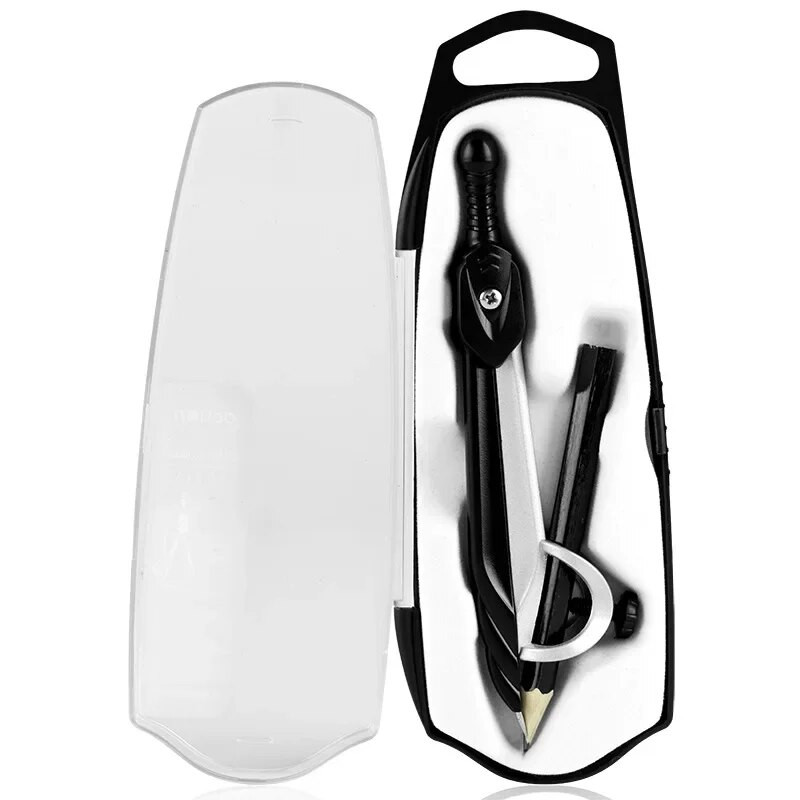 Nerūsējošā tērauda zīmēšanas kompasa matemātikas ģeometrijas rīki apļiem Skolas piederumi skolēnu rakstāmpiederumiem (iekļauts kastē)