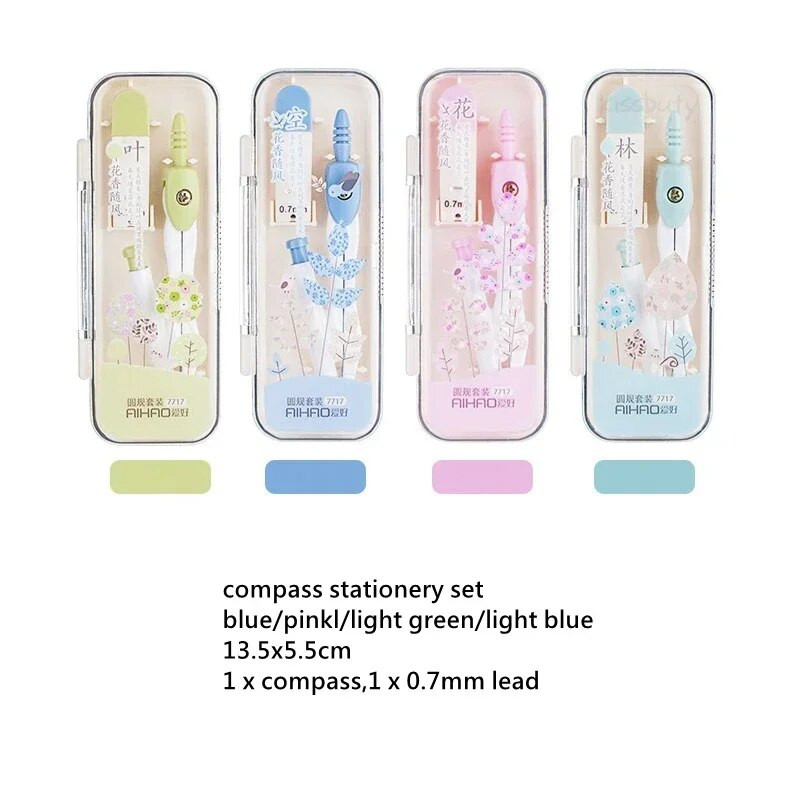 Piegāde Svina rasējumu uzpildes komplekts Kancelejas preču ģeometrija ar skolu 0,7 mm Matemātika Metāla kompass Skolēniem Apļi Rīki Kawaii Cute