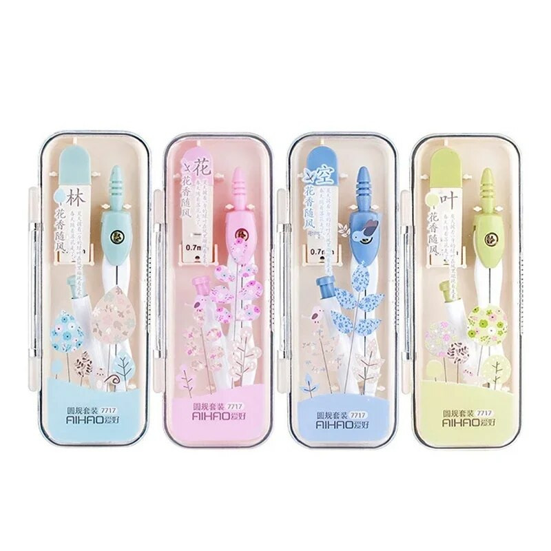 Piegāde Svina rasējumu uzpildes komplekts Kancelejas preču ģeometrija ar skolu 0,7 mm Matemātika Metāla kompass Skolēniem Apļi Rīki Kawaii Cute