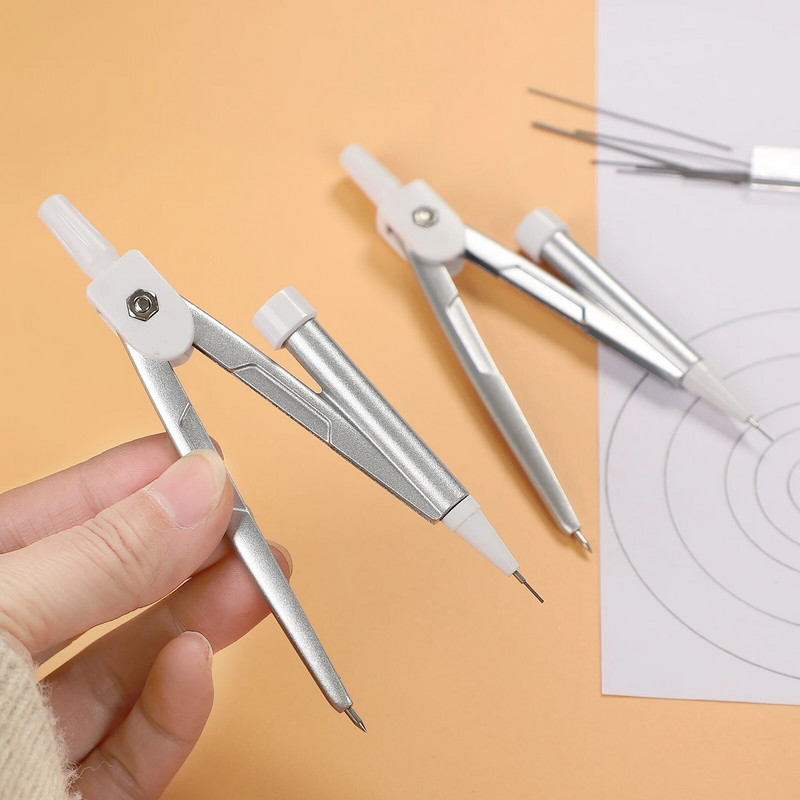 Oriģinālās sērijas daudzfunkcionāls metāla kompass un 10 gab 0,5 mm 2B uzpildes komplekts, radošs studentu piederumu rakstāmpiederums.